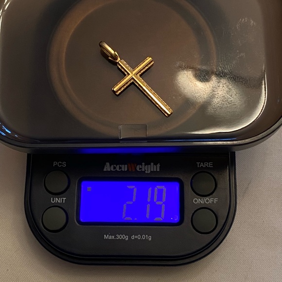 Solid 16 K Yellow Gold Cross Pendant 1.34" L Italy Religious Icon 2.19 Grams - Picture 6 of 8
